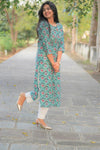 Udaan  Peacock  Green Floral  Cotton Kurti