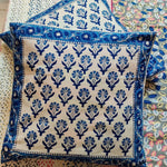 Royal Blue - Hand Block Printed Cushion Covers (16 X16 Inch; Set of 5)