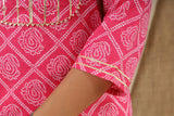 Hot Pink Bhandhej Cotton Kurti